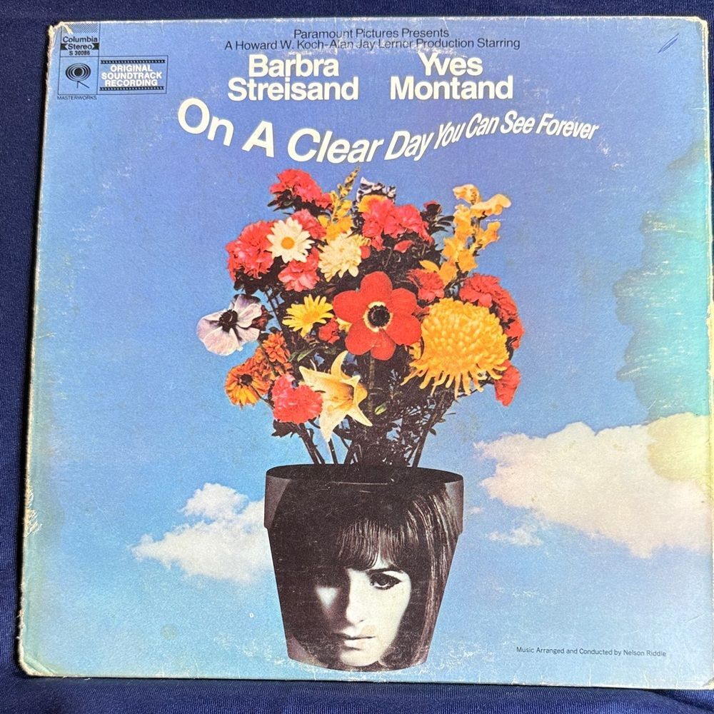 Barbra Streisand Vinyl Record - On A Clear Day You Can See Forever - Blue Cover